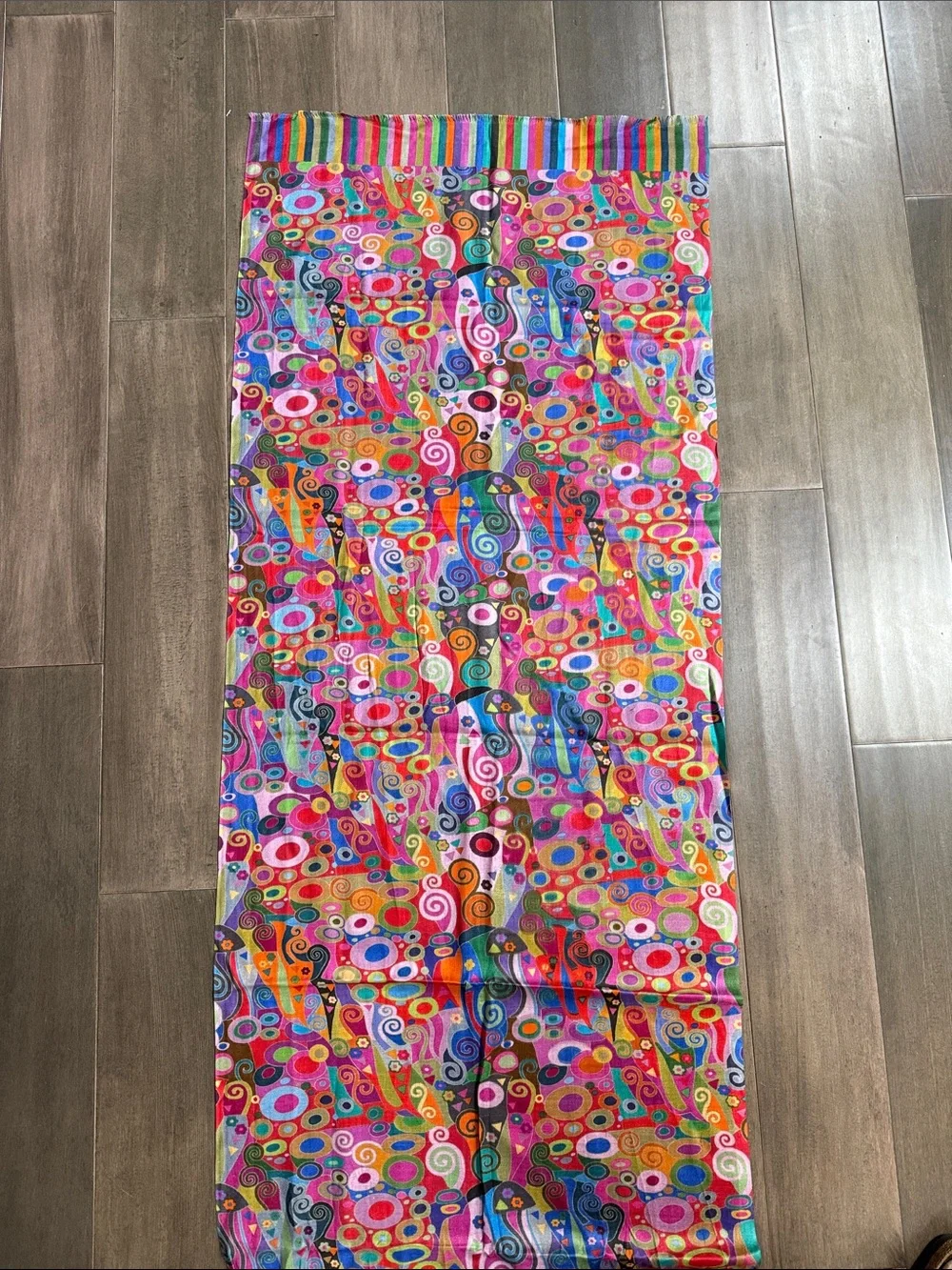 Asian Eye Oversized 100% Silk Scarf – Vibrant Abstract Print, Made in India